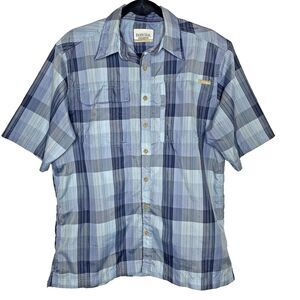 PACIFIC TRAIL Shirt Plaid Short Sleeve Button Pockets Outdoor Fishing Men M Blue